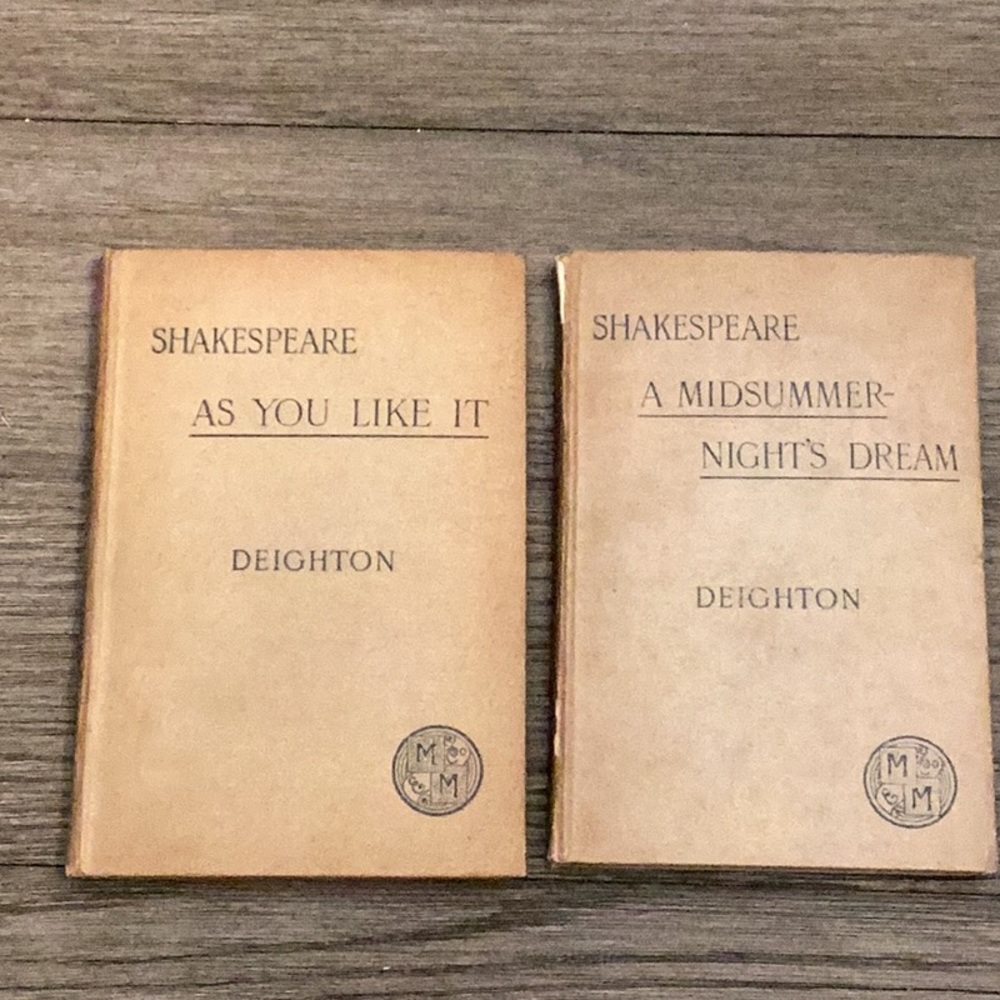Antique books Shakespeare intro and notes by K Deighton Macmillan 1891 two books